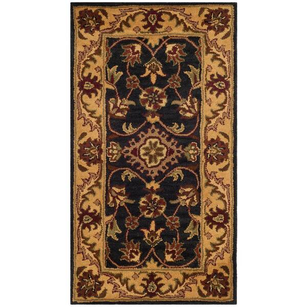 SAFAVIEH Golden Jaipur Black/Gold Doormat 3 ft. x 5 ft. Border Area Rug ...