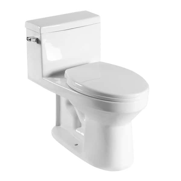 LORDEAR 12 in. Rough-In 1-piece 1.28/1.1 GPF Single Flush Elongated Toilet in White, Soft Close Seat Included