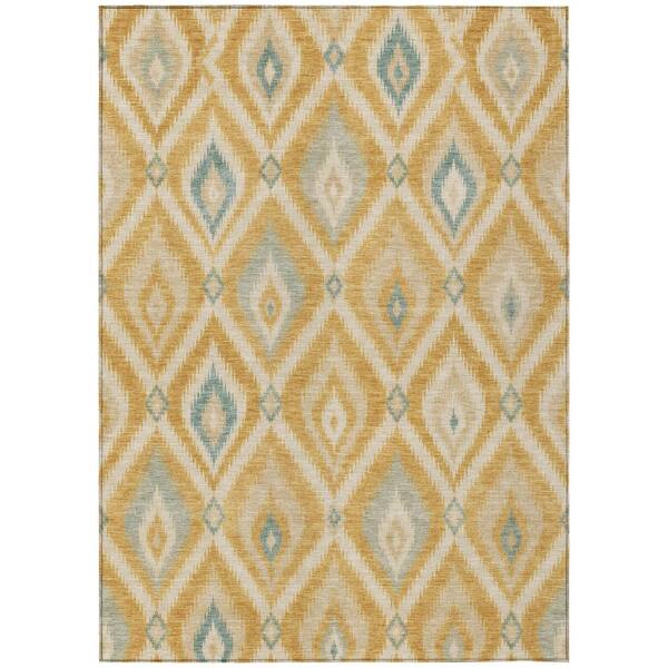 Chantille Machine Washable Indoor/Outdoor Abstract ACN3072 Gold 3 ft. x 5 ft. Area Rug