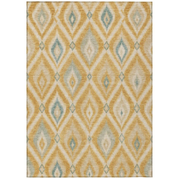 Chantille Machine Washable Indoor/Outdoor Abstract ACN3072 Gold 5 ft. x 7 ft. 6 in. Area Rug