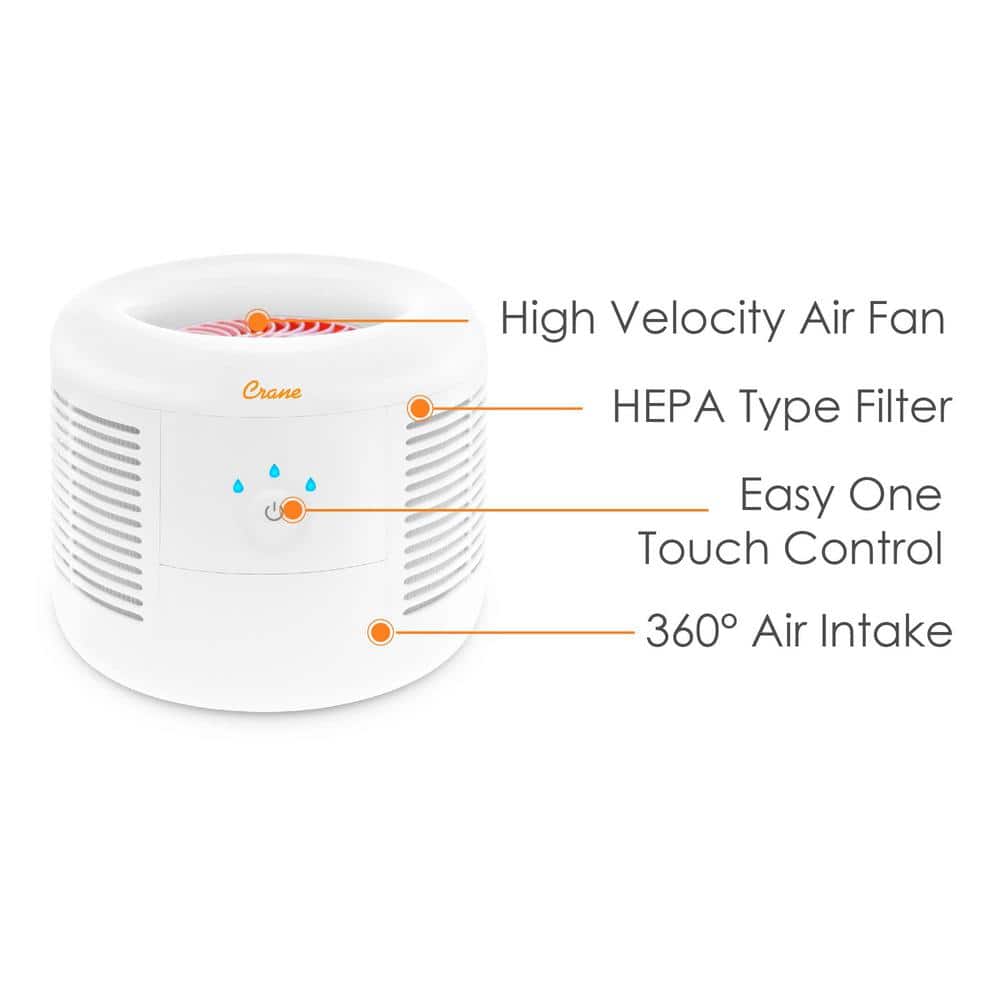 Compact White HEPA Table-Top Air Purifier with Touch Controls