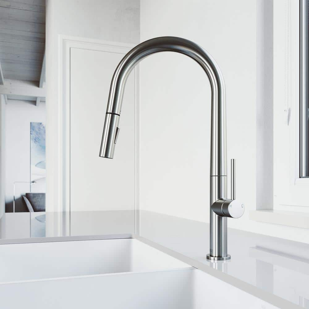 VIGO Greenwich Single Handle Pull-Down Sprayer Kitchen Faucet in ...