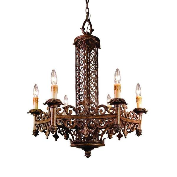 Eurofase Modesa Collection 6-Light Rustic Bronze Hanging Chandelier