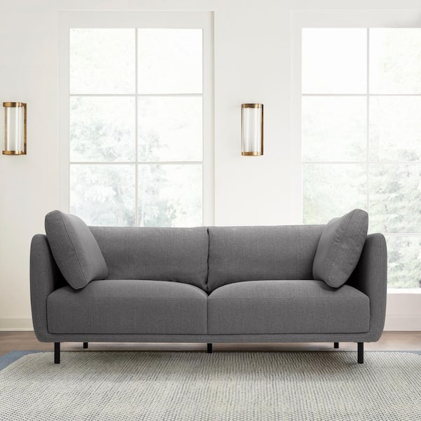 Armen Living Serenity 79 in. Square Arm Fabric Rectangle Sofa in Gray