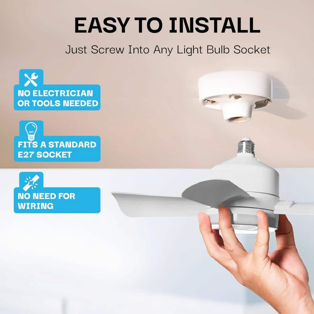 15.7 in. Indoor White Ceiling Fan with Remote, LED Light, Socket