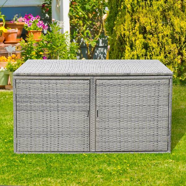 rattan effect garden storage bench