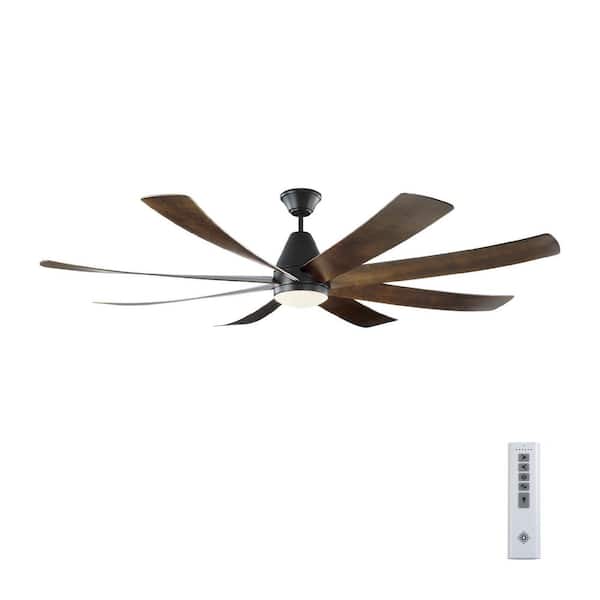 Generation Lighting Kingston 72 in. Integrated LED Indoor/Outdoor Matte Black Ceiling Fan with Dark Walnut Blades with DC Motor and Remote