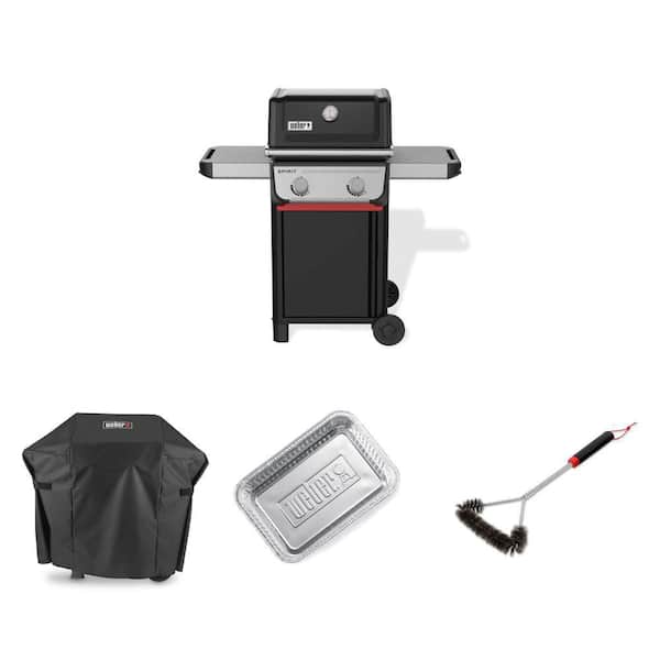 Spirit E-210 2-Burner Grill with Cover, 18 in. 3 Sided Brush and Drip Pans (10-Pack)