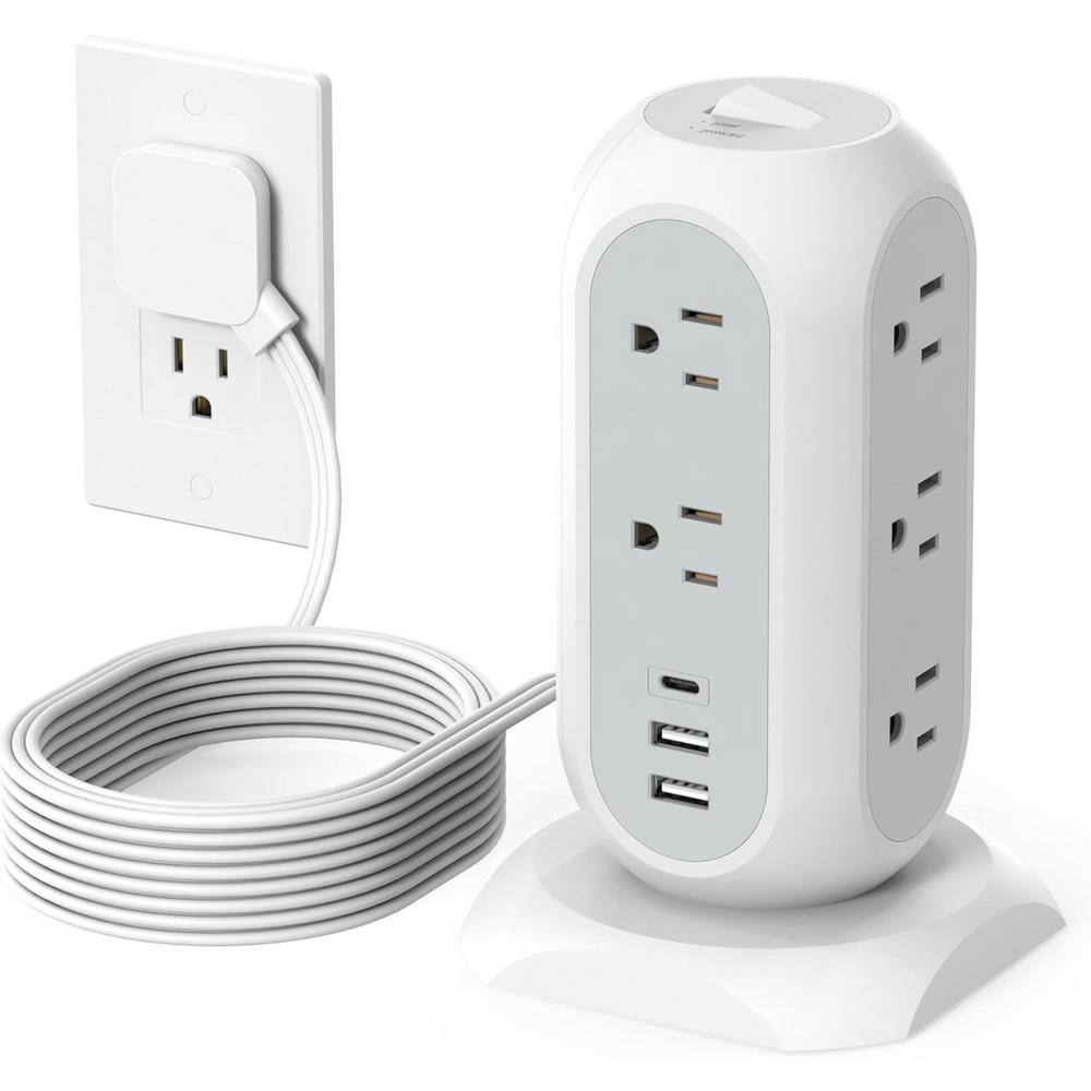 Tower Power Strip Flat Plug 10 ft. with 11 Outlets 3 USB Surge Protector Tower Protection with Multiple Outlets price history on PriceWatchPro
