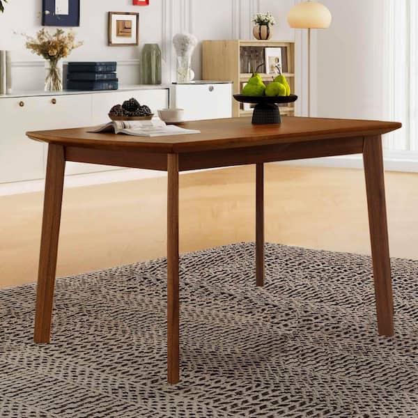 Light Brown Wood 47.3 in. 4-Legs Dining Table Seats-4
