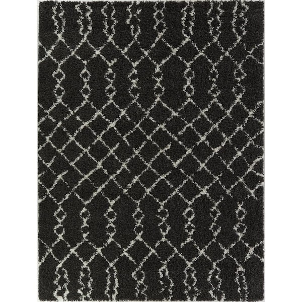 BALTA Nathaniel Charcoal 8 ft. x 10 ft. Trellis Shag Area Rug