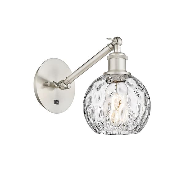 Innovations Athens Water Glass 1-Light Brushed Satin Nickel, Clear Water Glass Wall Sconce with Clear Glass Shade