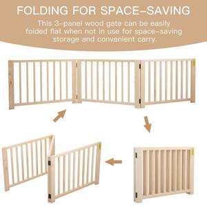 73 in. W Freestanding Dog Gate Wooden Fence