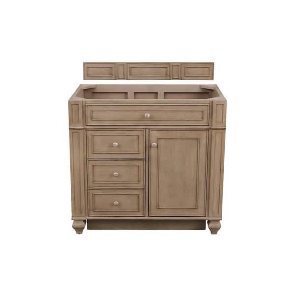 James Martin Vanities Bristol 36 in. W x 22.5 in. D x 32.8 in. H Single Vanity Cabinet Without Top in Whitewashed Walnut
