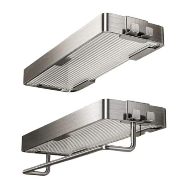 15.7 in. W x 4.68 in. D 2 Tier Brushed Nickel Bathroom Shelf Decorative Wall Shelf