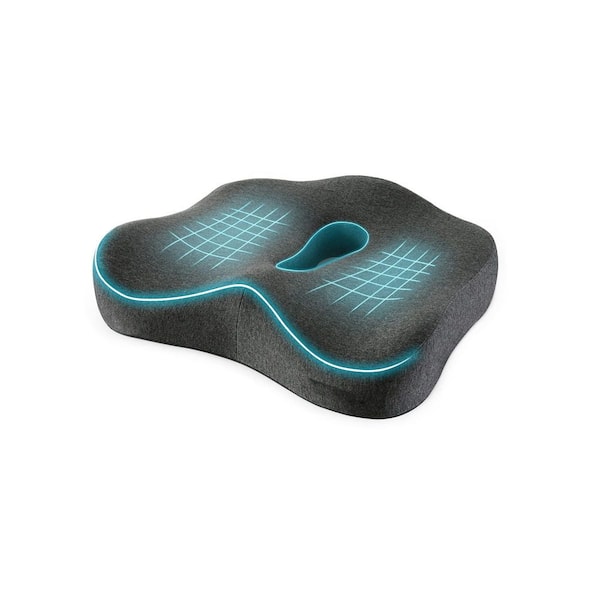 Orthopedic Memory Foam Seat Cushion for Back Pain Relief, Sciatica, Tailbone, and Coccyx-Dark Gray, 1-Pack
