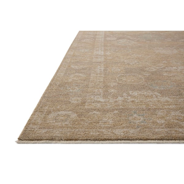 Chris Love Julia Louisa Taupe / Gold 9 ft. 6 in. x 9 ft. 6 in. Round Traditional Area Rug