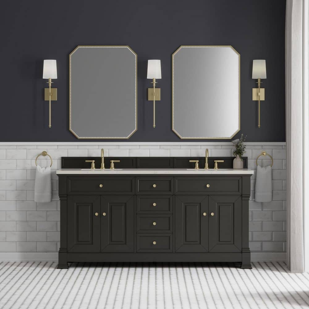 Brookfield 72.0 in. Double Bath Vanity in Black Onyx with Siberian Wireless Charging Quartz Top price history on PriceWatchPro
