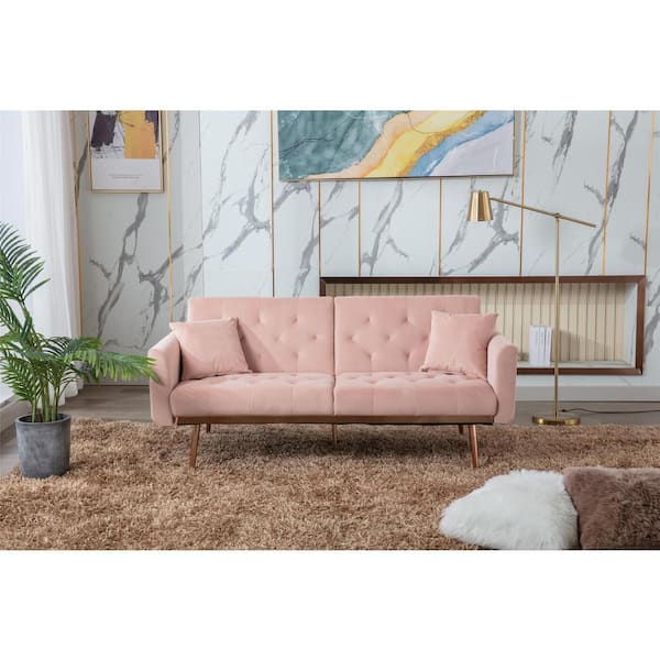 Mid Century Modern Style Velvet Sleeper Futon Sofa | Baci Living Room