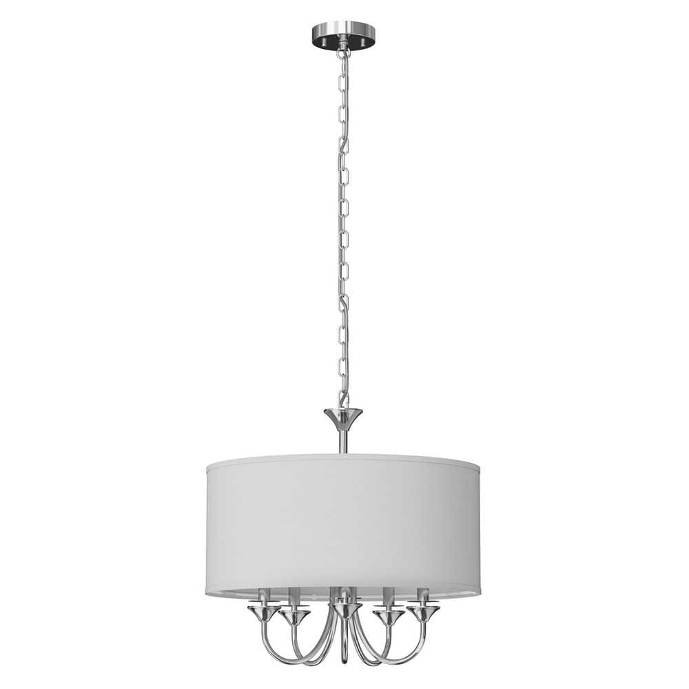 20 in. 5-Light Chrome Candle Style Empire Chandelier with Fabric Shade for Elegant Home Decor price history on PriceWatchPro