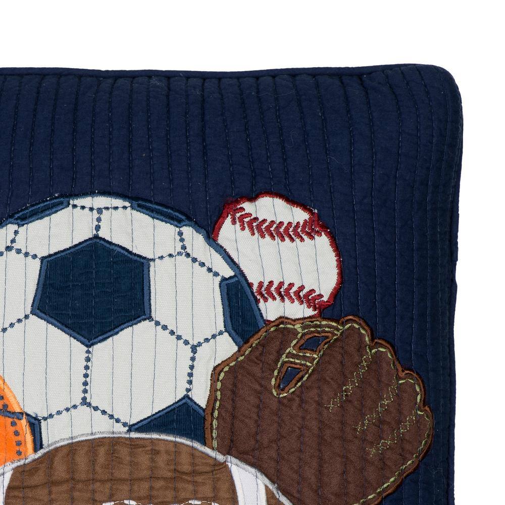 Navy Sports Icon Kids Decorative Cotton Pillow 18x18