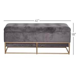 Gray Storage Bench with Gold Base 19 in. X 44 in. X 17 in.