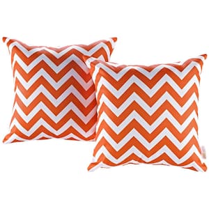 Patio Square Outdoor Throw Pillow Set in Chevron (2-Piece)