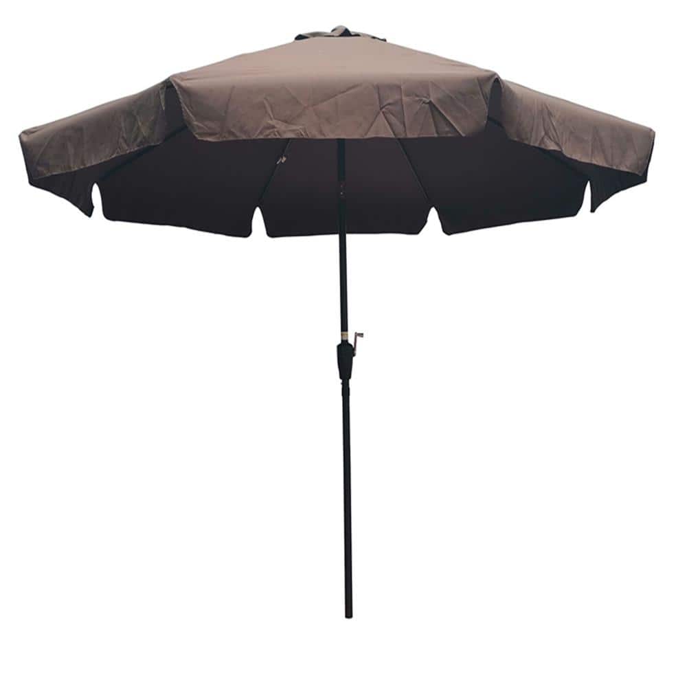 10 ft. Steel Pole Patio Market Round Umbrella in Chocolate