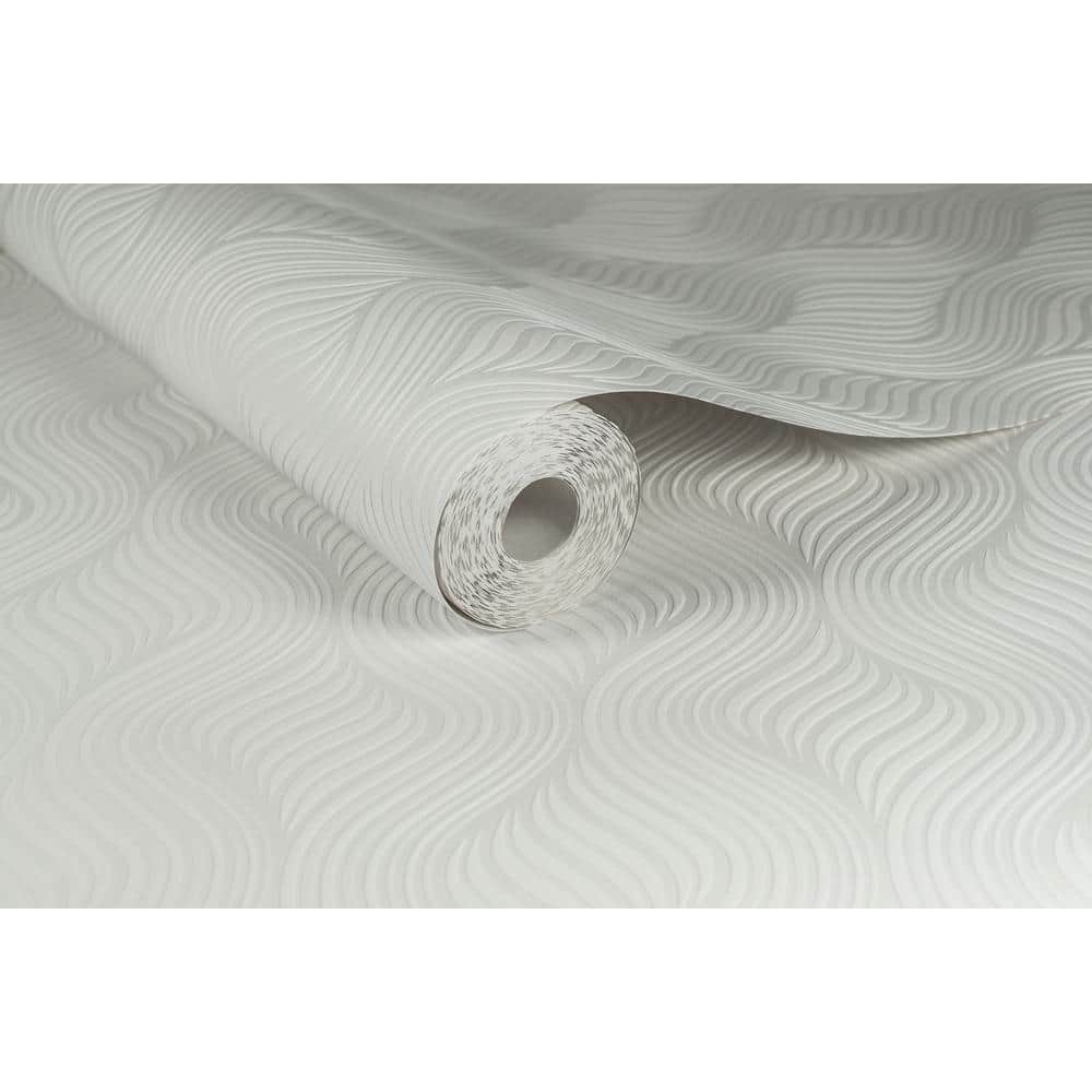 White Embossed Paintable Geometric Wallpaper Roll