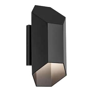 Estella 1-Light Black Outdoor Hardwired Wall Lantern Sconce with Integrated LED (1-Pack)