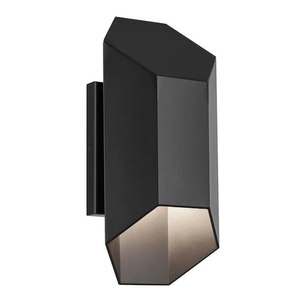 KICHLER Estella 1-Light Black Outdoor Hardwired Wall Lantern Sconce with Integrated LED (1-Pack)