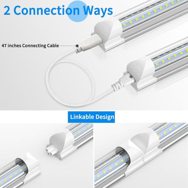 BIBIVIS 4-Pack 8 ft. 100-Watt T8 LED White Shop Light for Garage