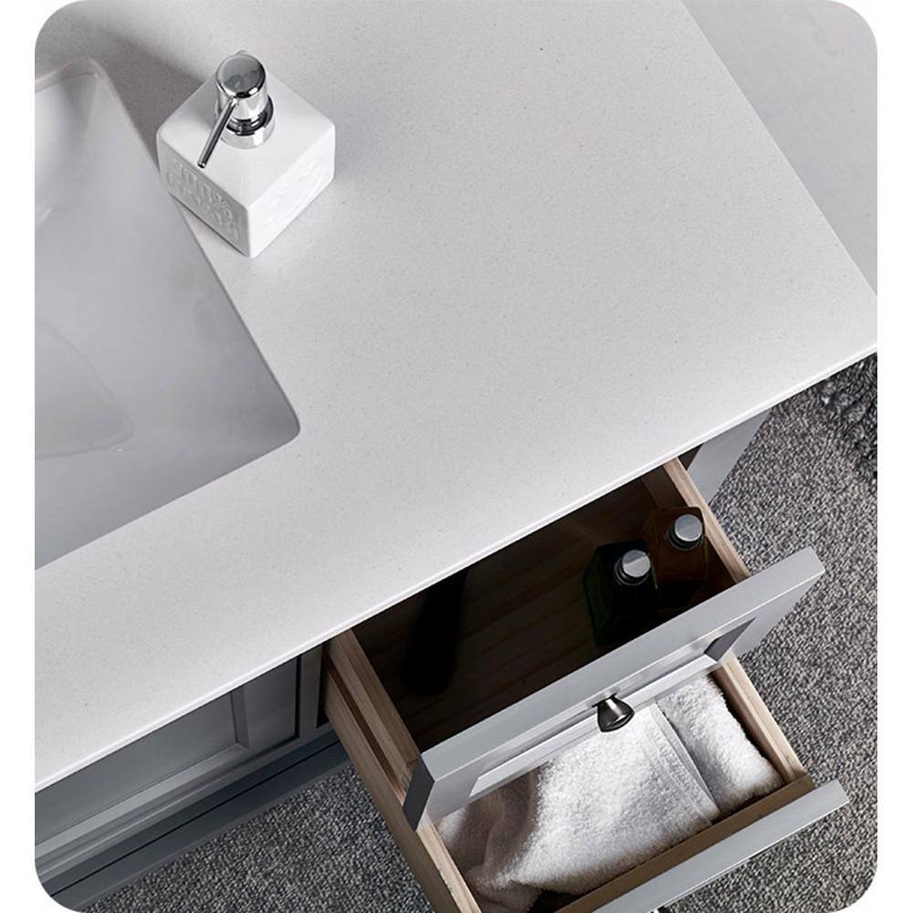 Gray 48" Single Bathroom Vanity with Quartz Top