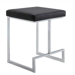 24 in. Black Backless Metal Counter Height Bar Chair with Faux leather Seat