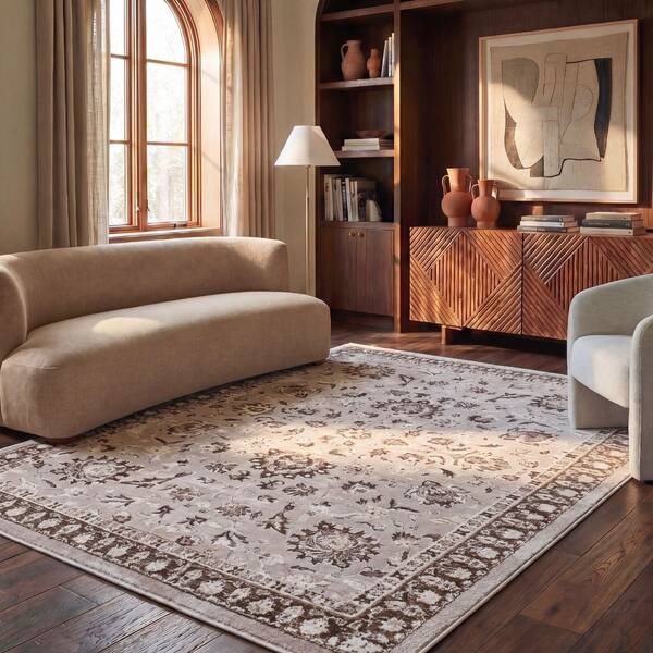 Parker 8 ft. x 10 ft. Ivory/Coffee Persian Area Rug