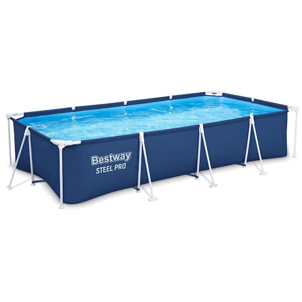Bestway Steel Pro 13 ft. x 32 in. Rectangular Above Ground Swimming Pool, Blue