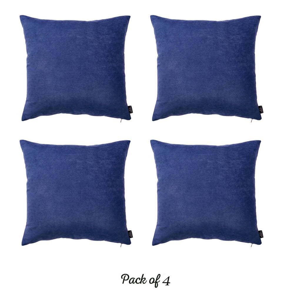 Navy Blue Polyester 22" x 22" Decorative Throw Pillow Covers Set of 4