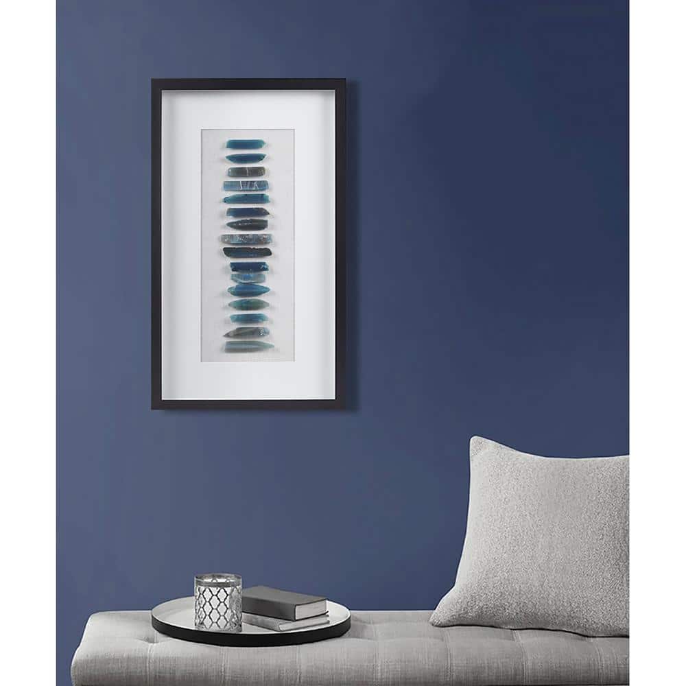Cerulean Blue Agate Stones Framed Rectangular Shadowbox