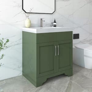 Agnea 30 in. W x 21 in. D x 35 in. H Single Sink Freestanding Bath Vanity in Forest Green with White Quartz Top