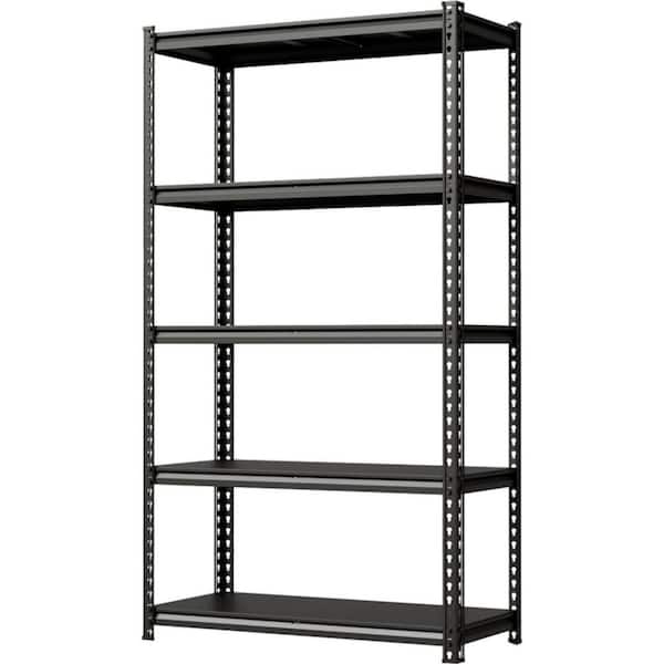 5 Tiers Metal Steel Adjustable Heavy Duty Garage Storage Shelving Unit in Matte Black (36 in. W x 16in. D x 72 in. H)