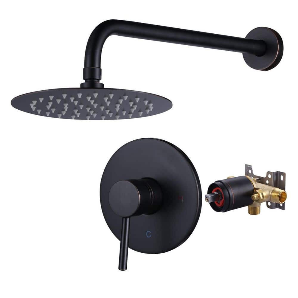 Single Handle 5-Spray Patterns Shower Faucet 1.8 GPM with 8 in. Showerhead and High Pressure in Oil Rubbed Bronze price history on PriceWatchPro