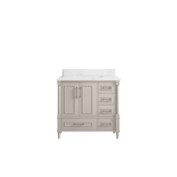 Willow Collections Hudson 36 in. W x 22 in. D x 36 in. H Single Sink Bath Vanity Center in Fine Grain with 1.5 in. Empira White qt. Top