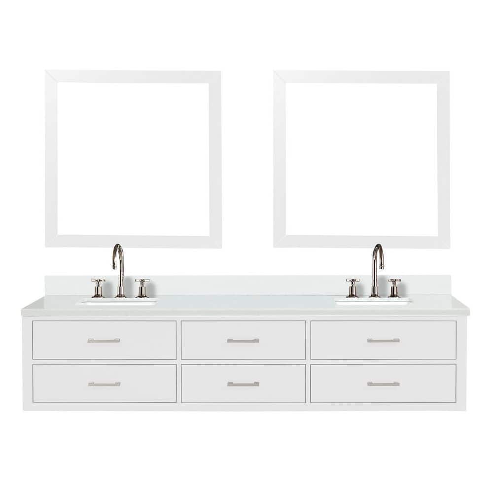 Sherman 84 in W x 22 in D White Double Bath Vanity with White Quartz Top, Faucet Set, and 36 in Mirror price history on PriceWatchPro