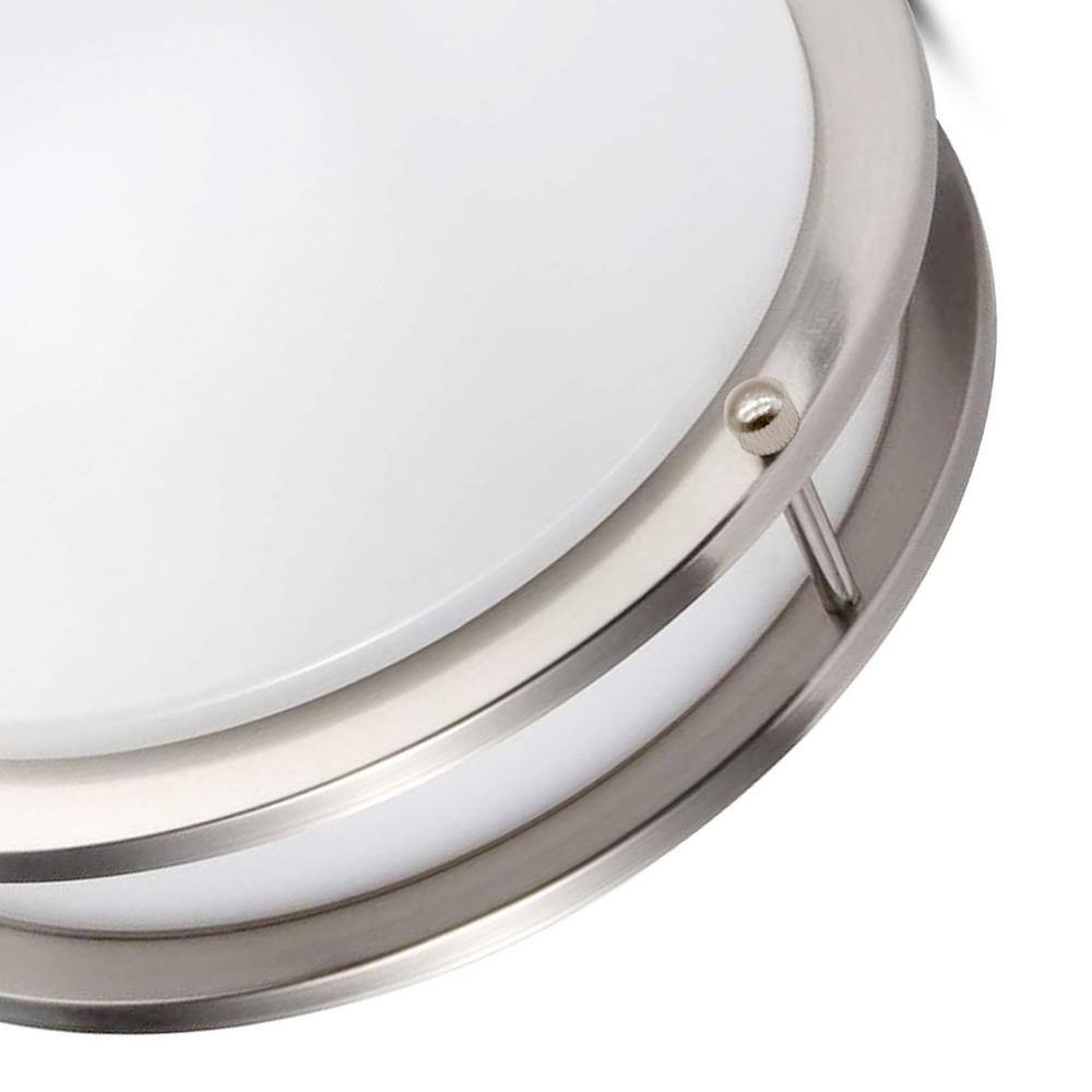 Modern 12" Brushed Nickel LED Flush Mount Ceiling Light, White Acrylic