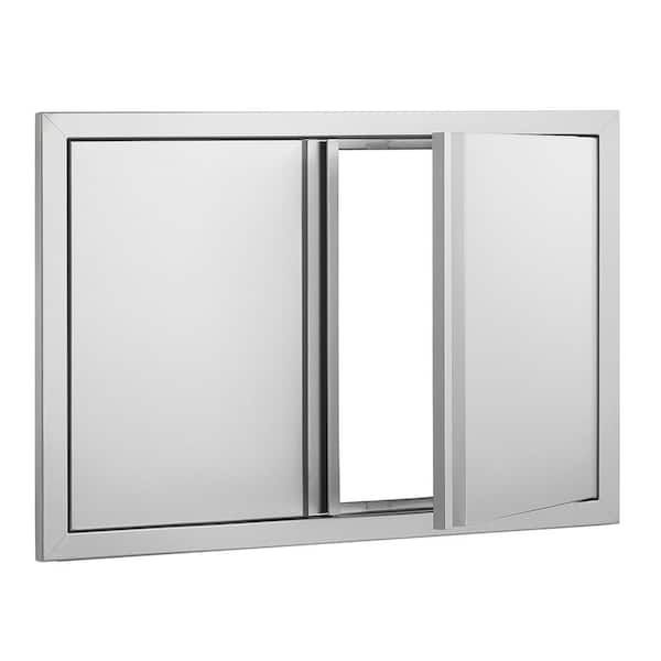 Double Outdoor Kitchen Door 30 in. W x 21 in. H BBQ Access Door Stainless Steel Flush Mount Door with Recessed Handle