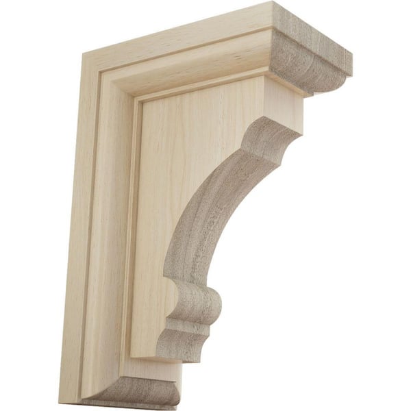 Ekena Millwork 2-1/2 in. x 6 in. x 4 in. Rubberwood Small Thompson Bracket