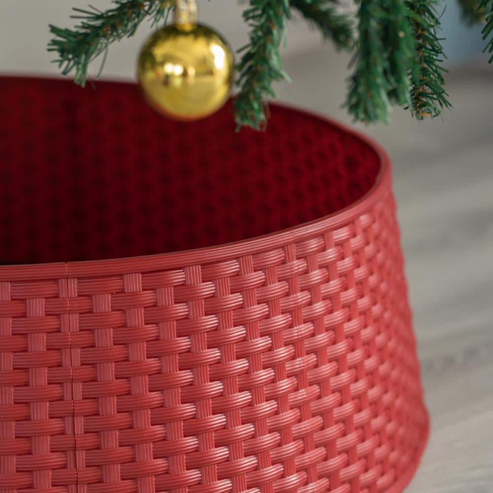 Large Red Rattan Christmas Tree Skirt