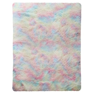Plush Shag Colorful 5 ft. x 10 ft. Solid Polyester Area Rug