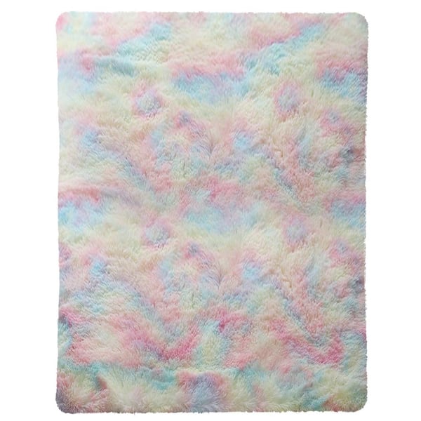Latepis Plush Shag Colorful 2 ft. x 3 ft. Solid Polyester Area Rug