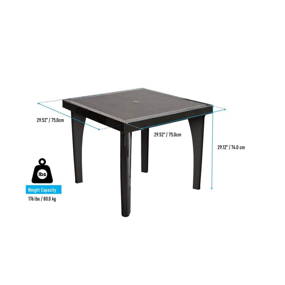 Espresso Polypropylene 4-Person Patio Dining Set with Rattan Look